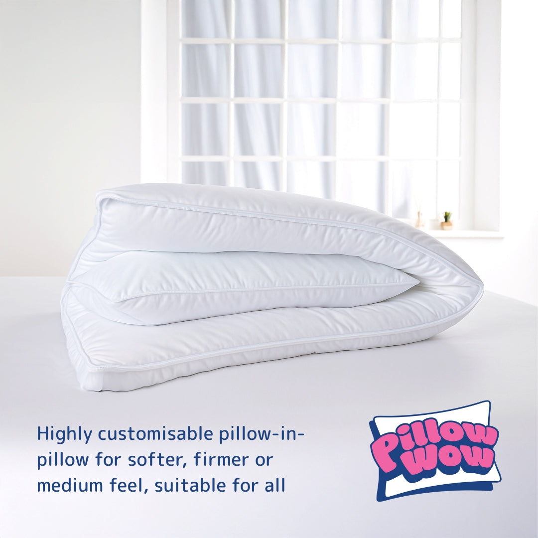 Highly customisable pillow-in-pillow for softer, firmer or medium feel, suitable for all | Pillow-Wow | The World's Most Comfortable Pillow