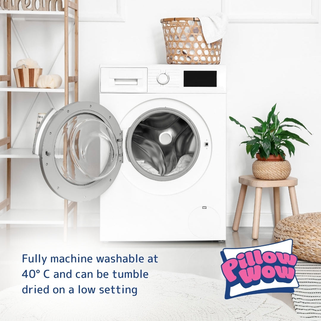 Fully machine washable at 40° C and can be tumble dried on a low setting | Pillow-Wow | The World's Most Comfortable Pillow